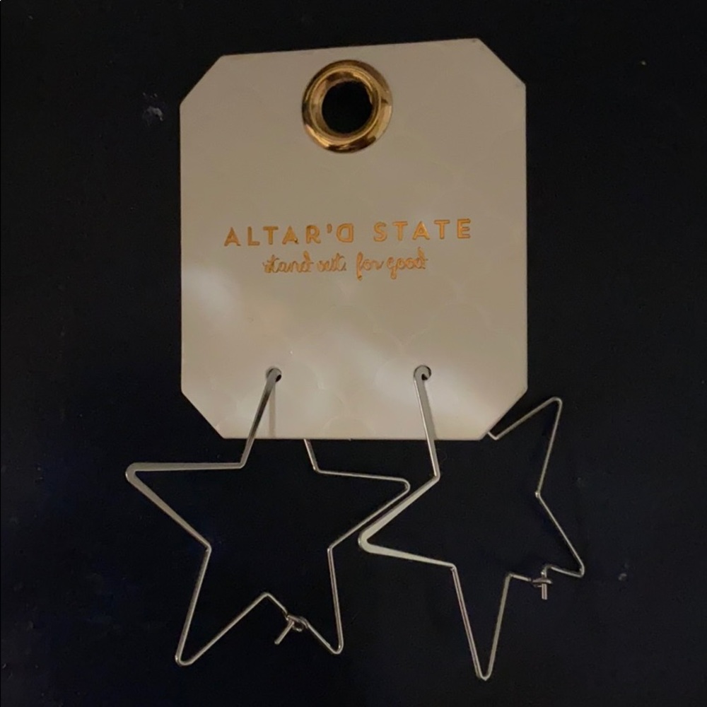 Silver Star shaped hoop earrings